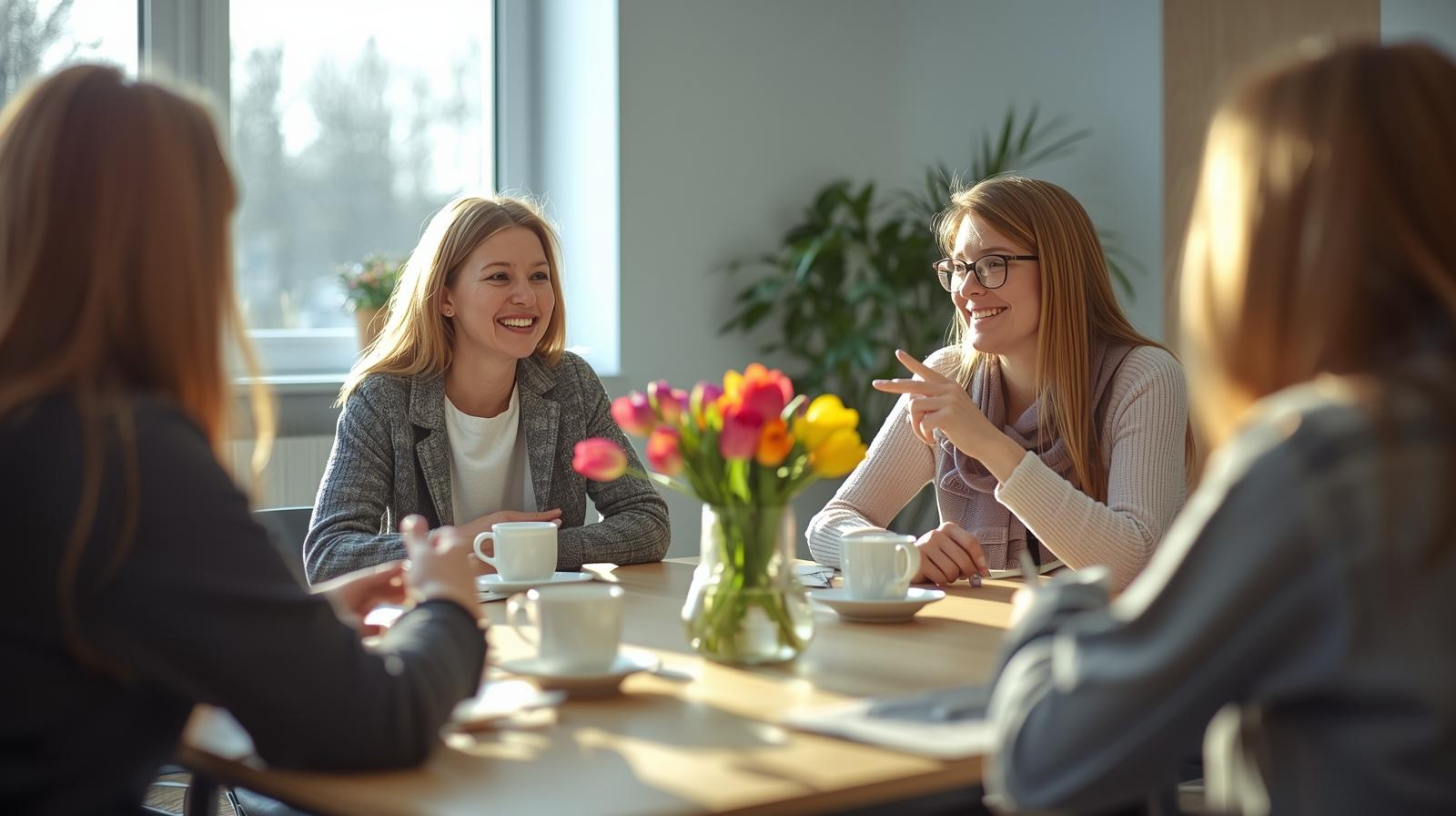 Přátelské setkání žen z Ukrajiny v jazykové škole EGLearn při Mezinárodním dni žen v Karlových Varech.